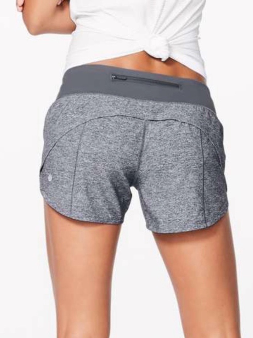 Lululemon Speed Up LR Shorts 4” Heather Lux grey women’s 8 EUC running lined